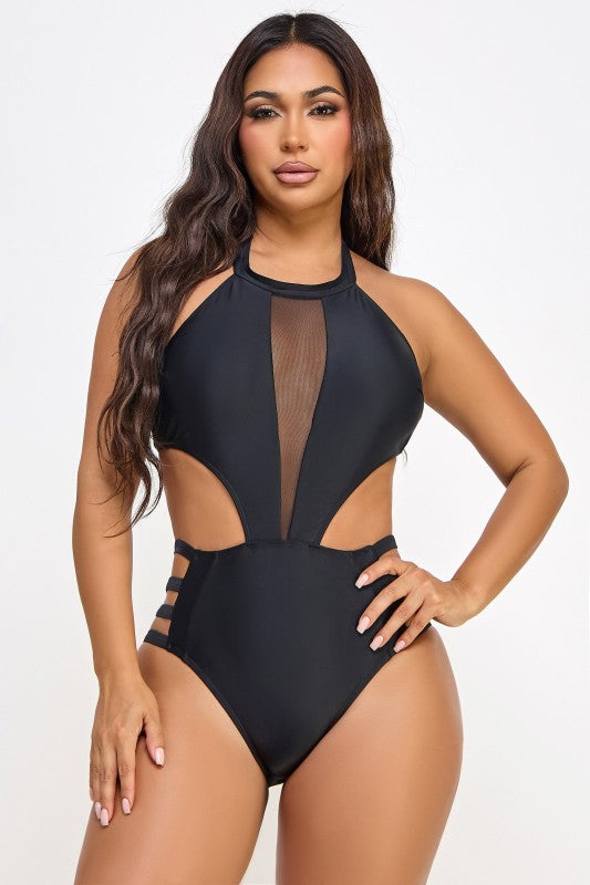 BE WICKED Calista Halter Cutout Swimsuit