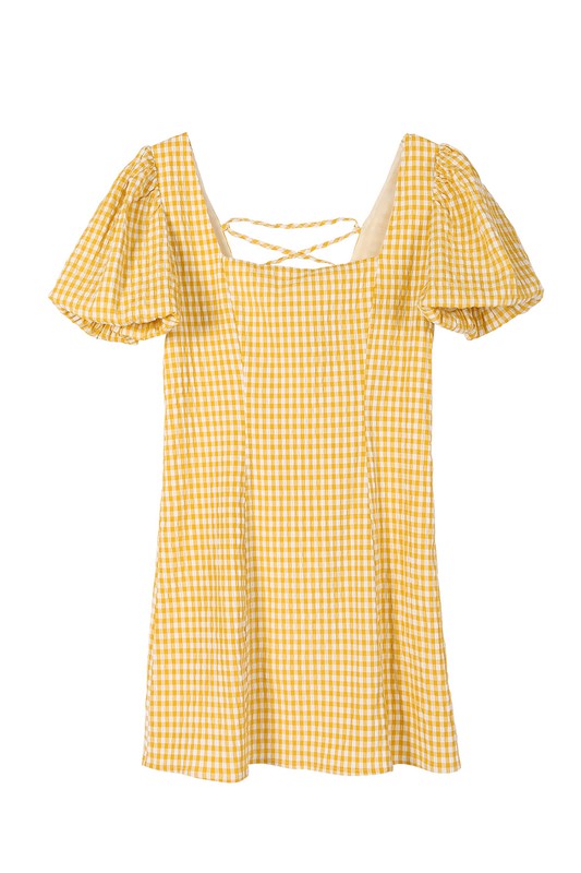 Lilou SS back strap dress - gingham