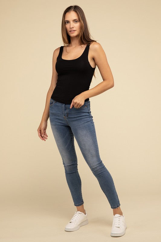 ZENANA Double Layer Round Neck Tank Top