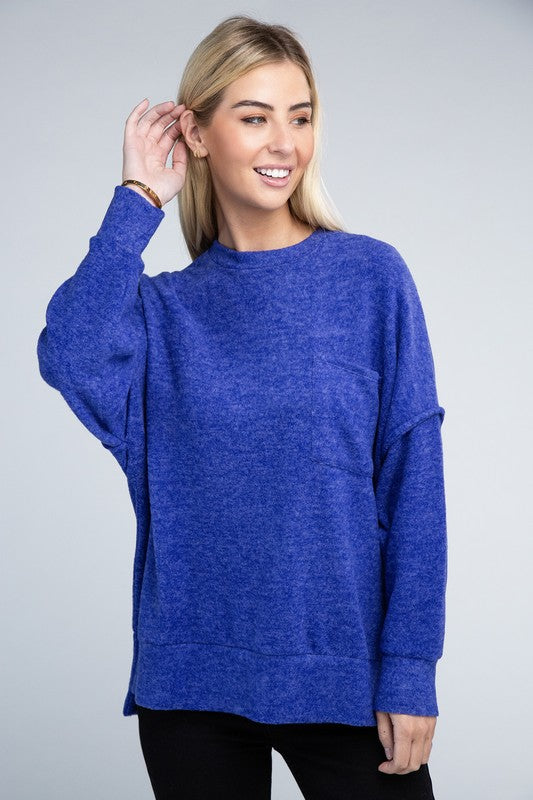 Load image into Gallery viewer, ZENANA Brushed Melange Drop Shoulder Oversized Sweater
