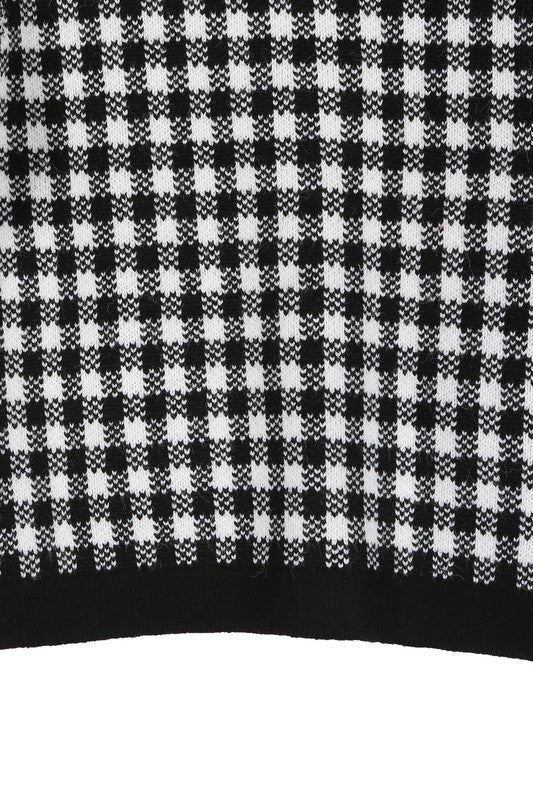 Lilou Black check knitted jacket