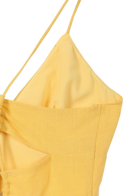 Lilou Sleeveless yellow crop tank top