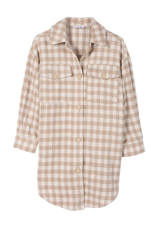 Lilou Check pattern long shacket