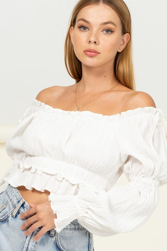 HYFVE Dipped in Sugar Flounce Hem Blouse