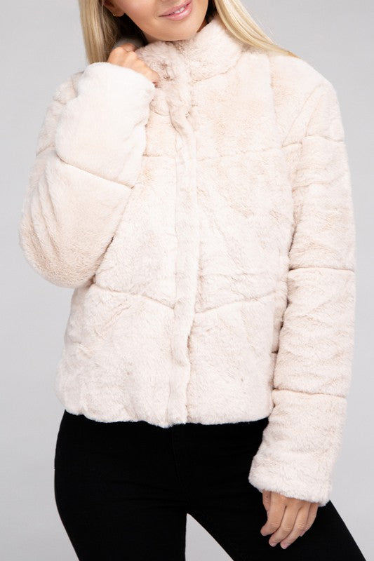 Ambiance Apparel Junior Fluffy Zip-Up Sweater Jacket