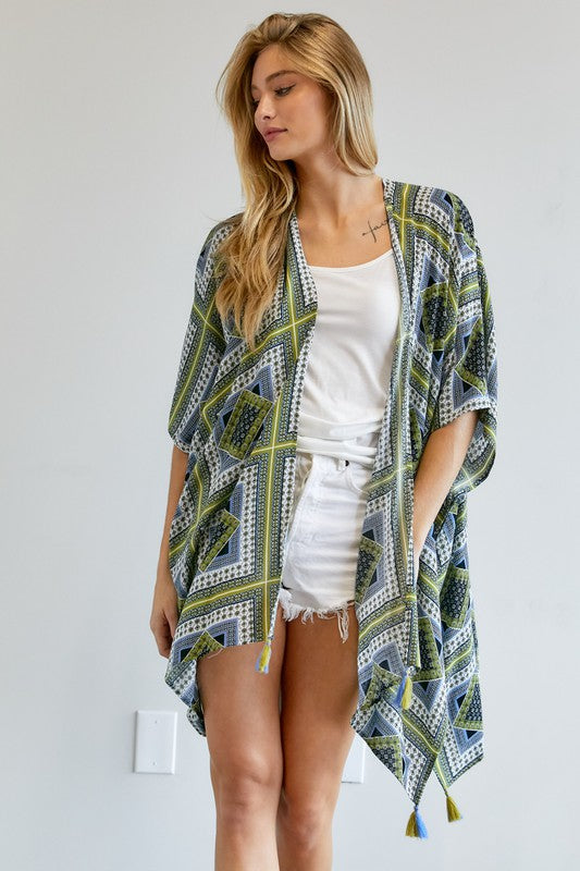 Davi & Dani Printed Short Sleeve loose Kimono