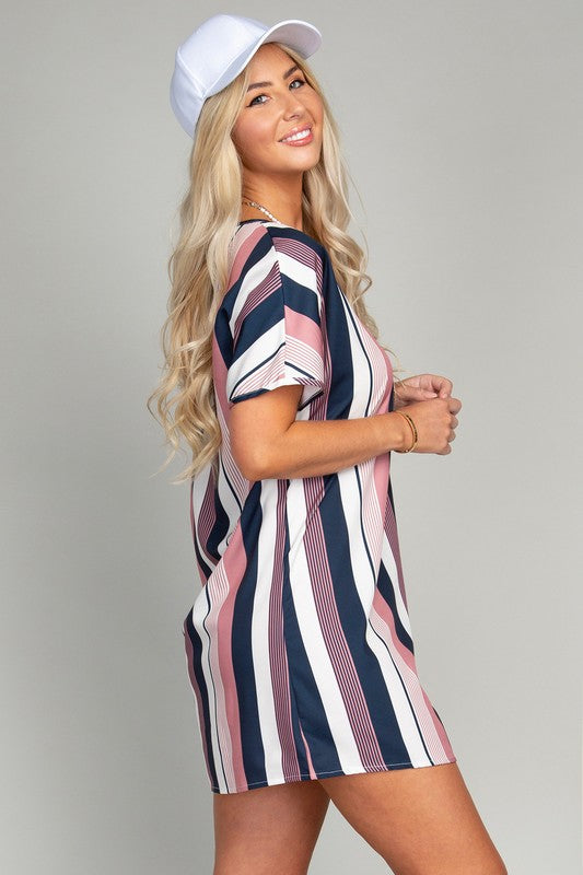 Nuvi Apparel Multi striped print Tunic Dress