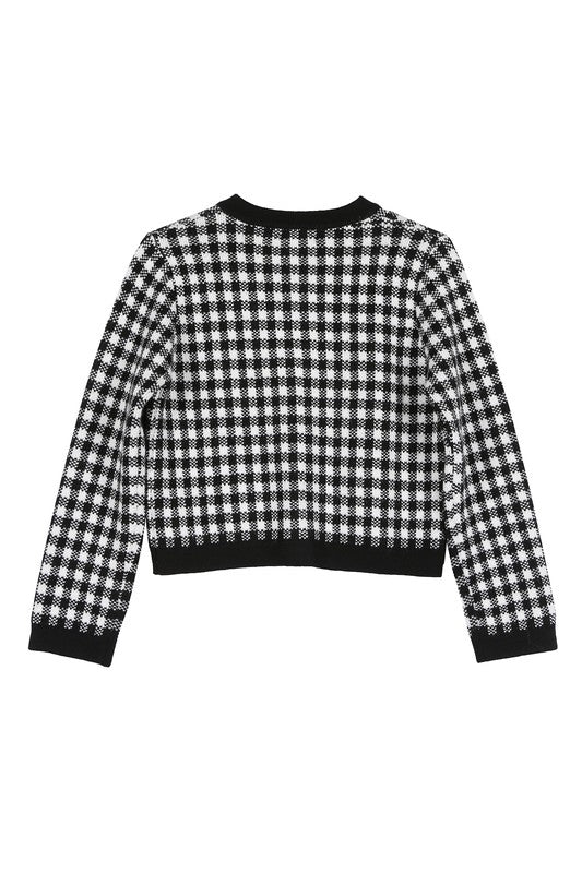 Lilou Black check knitted jacket