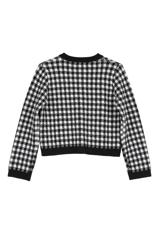 Load image into Gallery viewer, Lilou Black check knitted jacket
