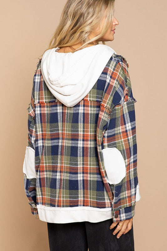 POL Oversized Hooded Flannel Shacket