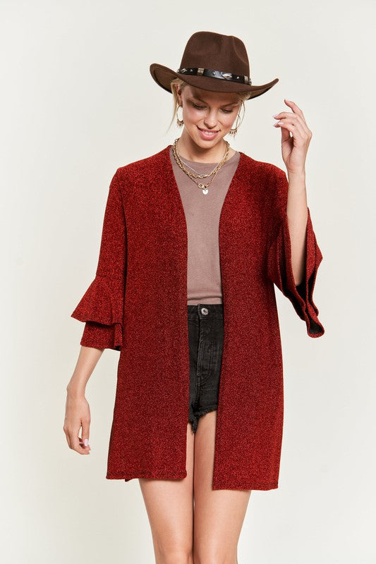 Jade By Jane Glitter bell sleeve kimono style cardigan PLUS