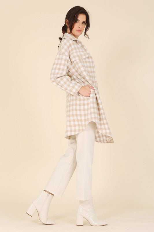 Lilou Check pattern long shacket