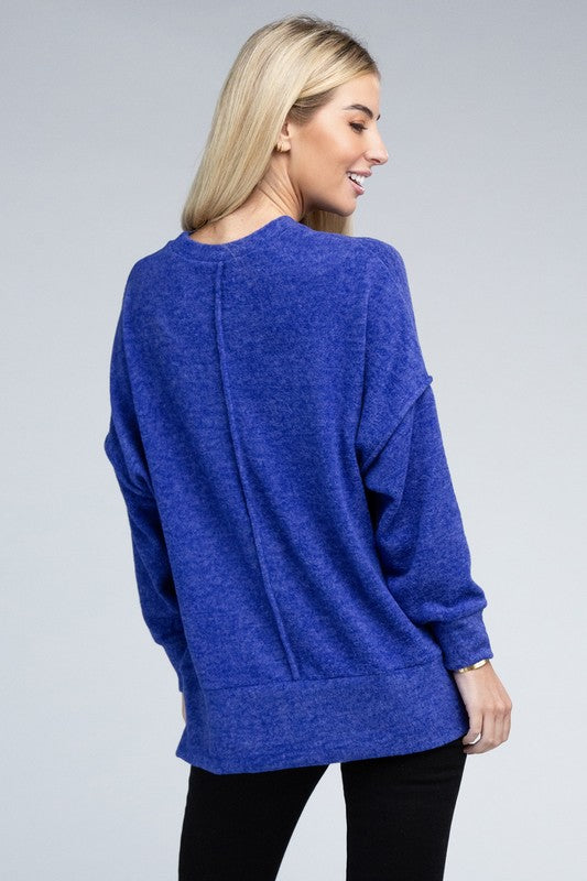 ZENANA Brushed Melange Drop Shoulder Oversized Sweater