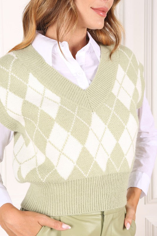 Load image into Gallery viewer, Lilou Knitted argyle sweater vest
