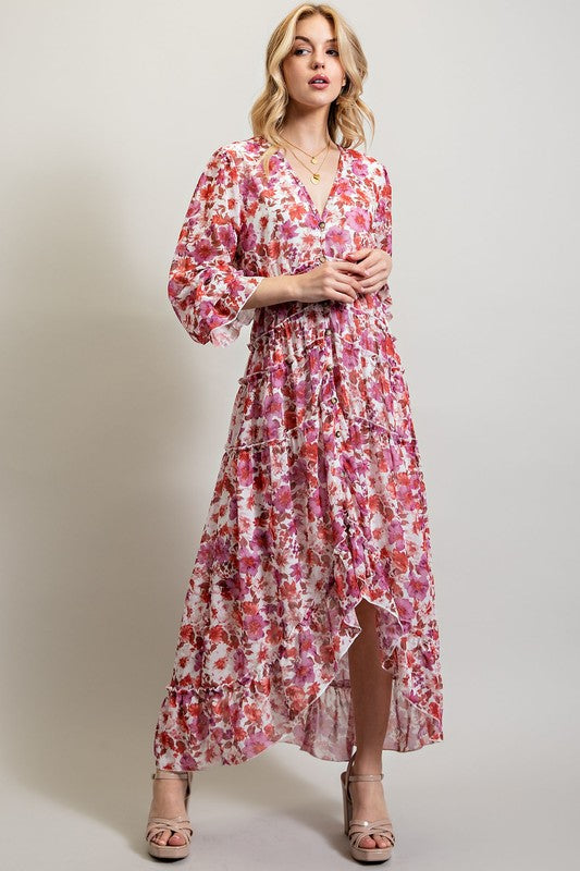 Sweet Generis BOHEMIAN FLORAL HIGH AND LOW MAXI DRESS