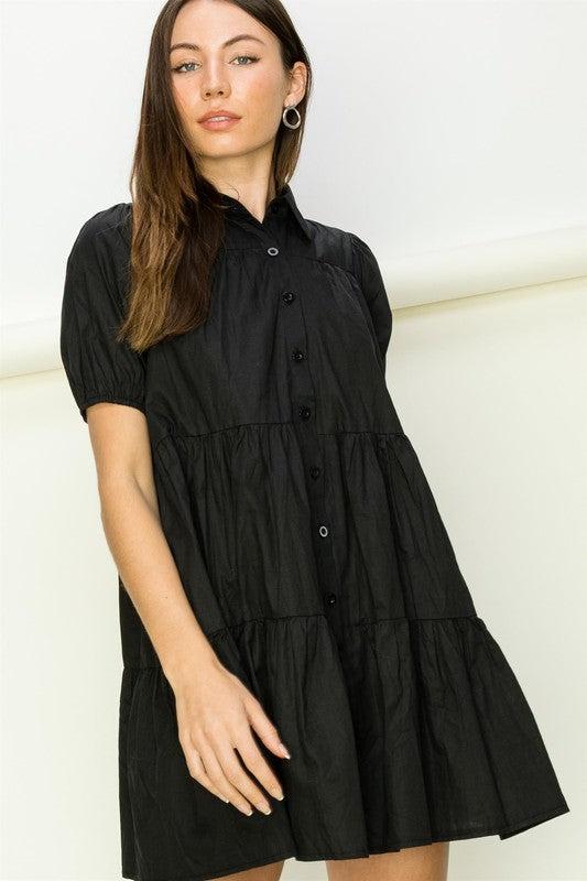 HYFVE Not Your Girl Tiered Button-Up Mini Dress