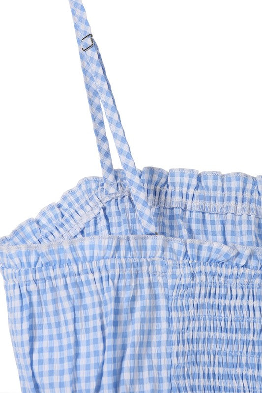 Lilou Blue gingham tank top