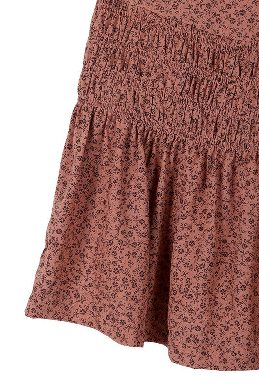 Lilou Floral smocked skirt