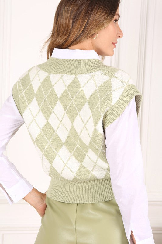 Load image into Gallery viewer, Lilou Knitted argyle sweater vest
