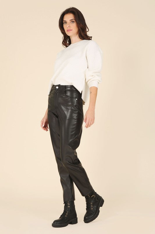 Lilou Vegan leather slim pants