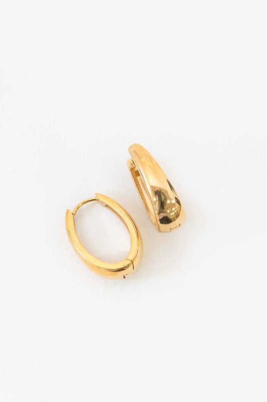 Oblong Hoop Earrings Gold