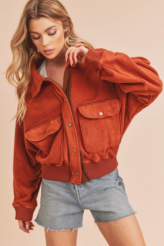 Aemi + Co So Cozy Oversized Bomber Jacket