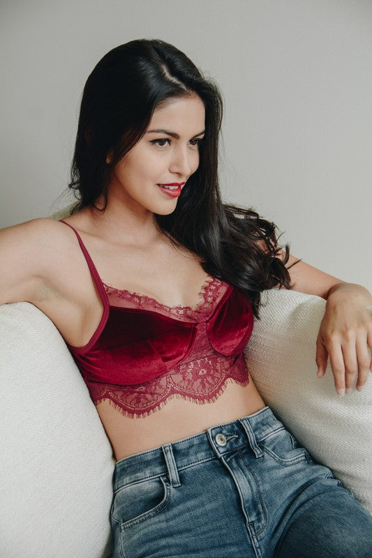 Leto Velvet and Lace Half Cami