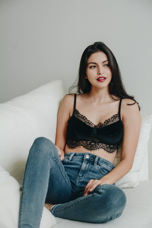 Leto Velvet and Lace Half Cami