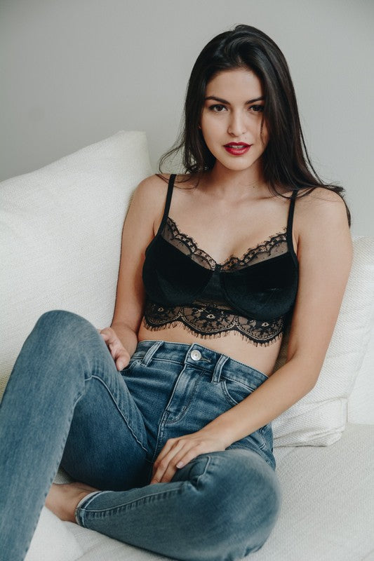 Leto Velvet and Lace Half Cami