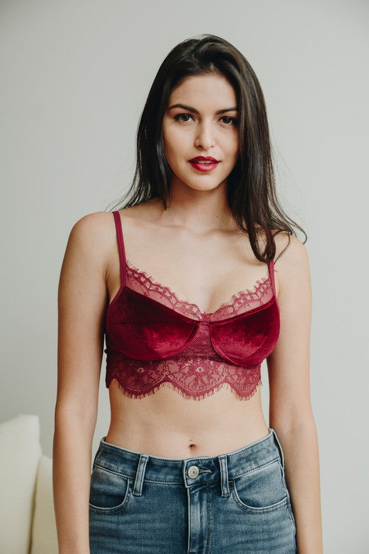 Leto Velvet and Lace Half Cami