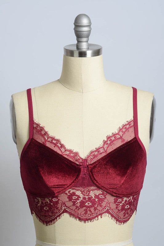 Leto Velvet and Lace Half Cami