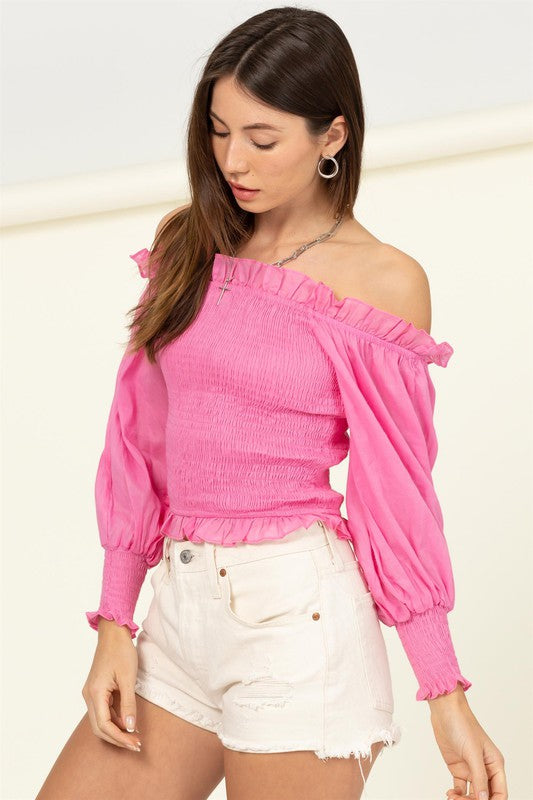 HYFVE Sunny Day Smocked Off-the-Shoulder Top