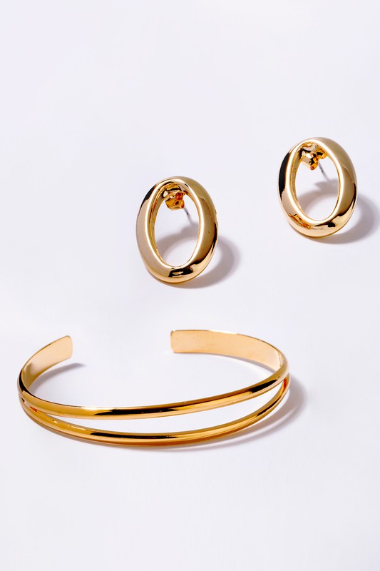Lilou Oval earring and bracelet set