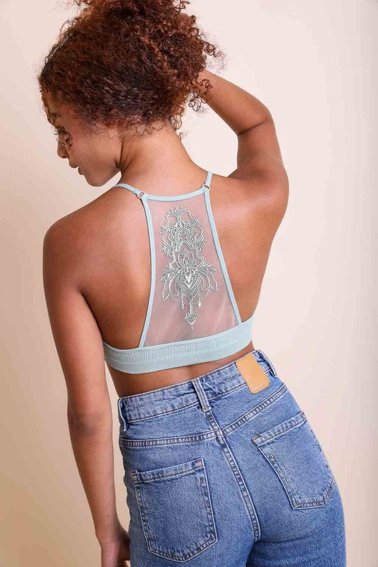 Leto Tattoo Mesh Racerback Bralette