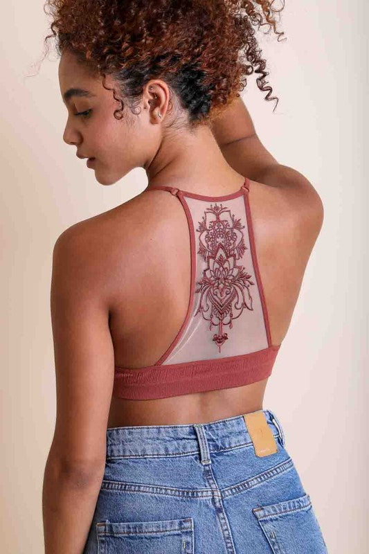 Leto Tattoo Mesh Racerback Bralette