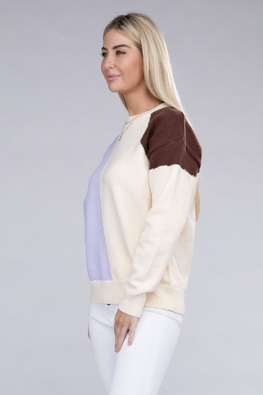 Nuvi Apparel Color Block Pullover Sweater