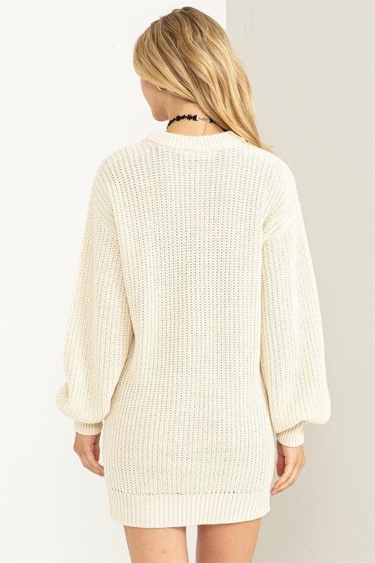 HYFVE Cable-Knit Ribbed Mini Sweater Dress