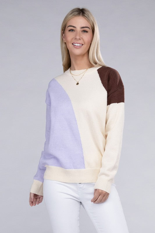 Nuvi Apparel Color Block Pullover Sweater