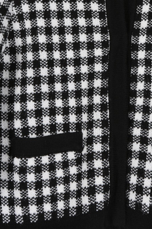 Lilou Black check knitted jacket