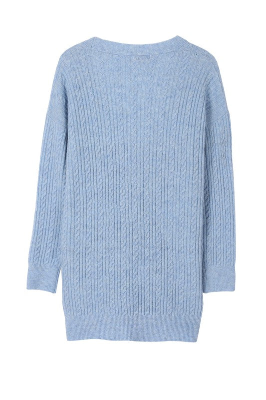 Load image into Gallery viewer, Lilou Wool blended cable knitted cardigan
