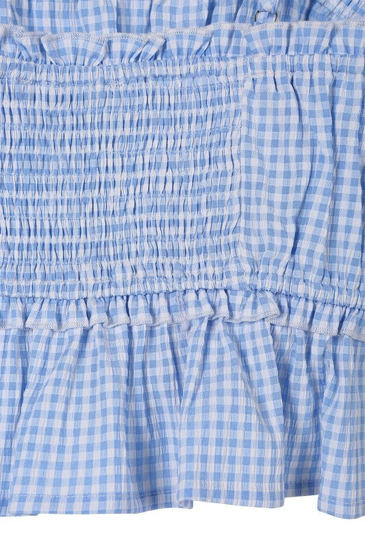 Lilou Blue gingham tank top