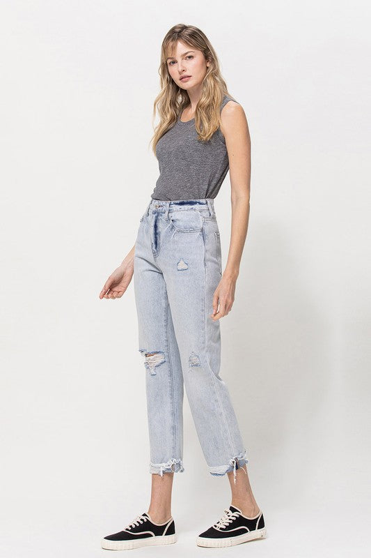 Load image into Gallery viewer, VERVET by Flying Monkey Super High Relaxed Cuffed Straight Jeans

