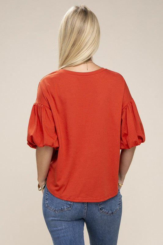 Load image into Gallery viewer, Nuvi Apparel Bubble sleeve top
