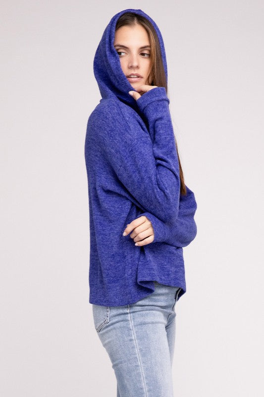 ZENANA Hooded Brushed Melange Hacci Sweater