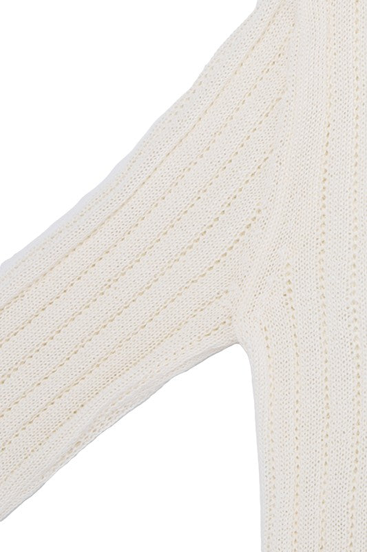 Lilou Variegated rib V neck sweater