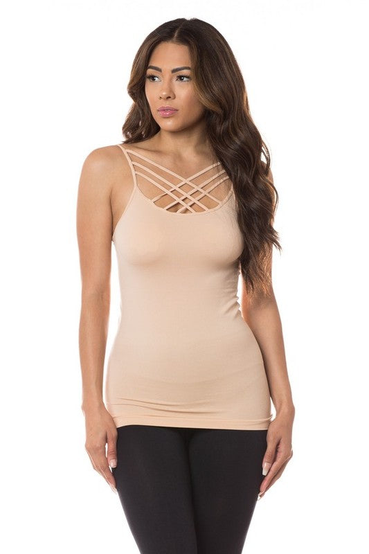 Yelete Seamless Triple Criss-Cross Front Cami