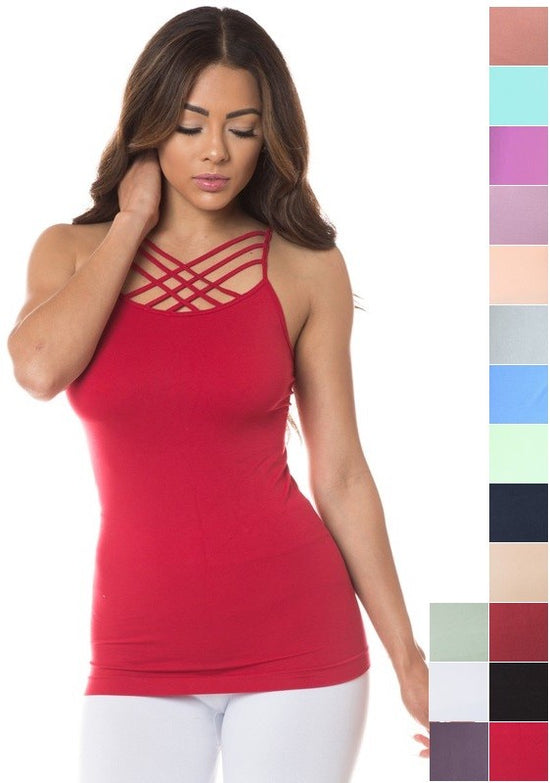 Yelete Seamless Triple Criss-Cross Front Cami