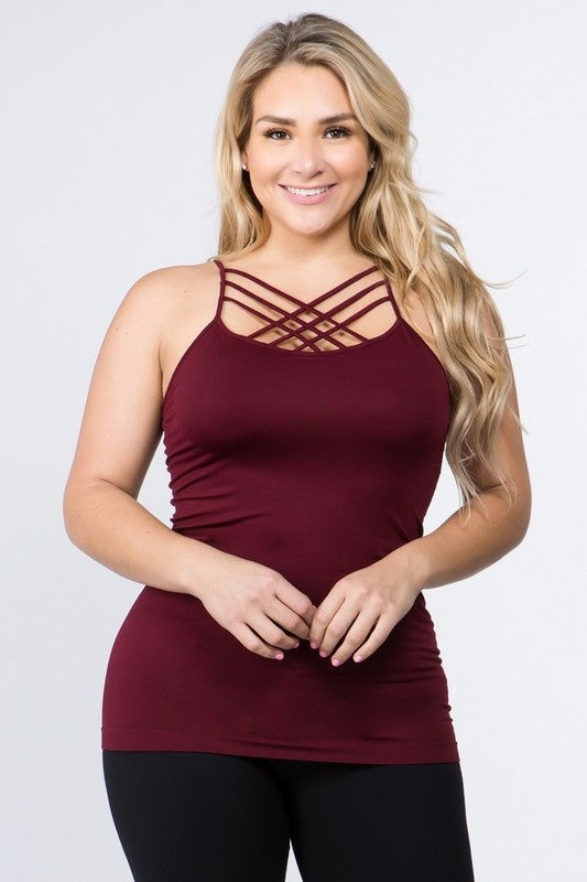 Yelete PLUS Seamless Triple Criss-Cross Front Cami