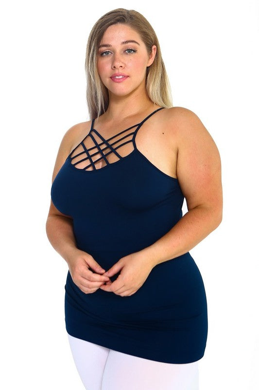 Yelete PLUS Seamless Triple Criss-Cross Front Cami