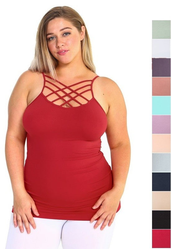 Yelete PLUS Seamless Triple Criss-Cross Front Cami